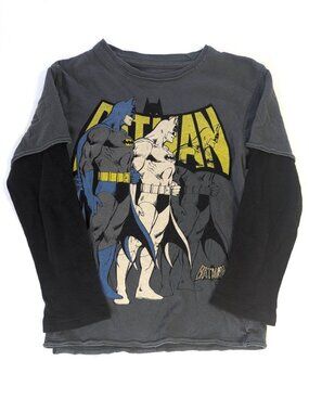 Batman Shirt - Boy's 6 - Gray Layered T-Shirt Youth Kids Superhero DC Comics